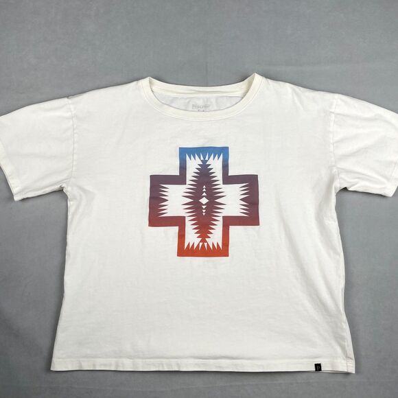 Pendleton Cropped Deschutes Short Sleeve Graphic T Shirt Womens Sz M Casual Boho - Picture 1 of 8